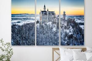 Модульна картина на полотні із трьох частин KIL Art Замок у Німеччині 78x48 см (M3_M_495)