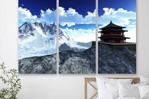 Модульная картина на холсте из трех частей KIL Art Загадочный Бутан 78x48 см (M3_M_540)