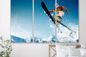 Модульная картина на холсте из трех частей Лыжный спорт 78x48 см (M3_M_206)