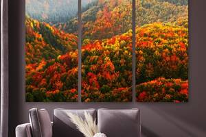 Модульная картина на холсте из трех частей Осенние горы 78x48 см (M3_M_188)