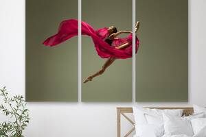 Модульная картина на холсте из трех частей Прекрасная балерина 78x48 см (M3_M_198)