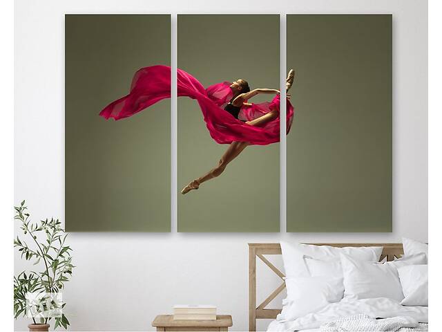 Модульна картина на полотні із трьох частин Прекрасна балерина 78x48 см (M3_M_198)