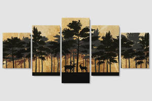 Модульная картина Олени в лесу Malevich Store 162x80 см (MK53628)