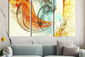 Модульная картина триптих на холсте KIL Art Абстрактная многоцветная композиция 78x48 см (50-31)
