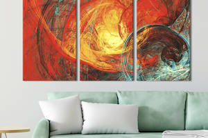 Модульная картина триптих на холсте KIL Art Абстракция солнечные волны 128x81 см (19-31)