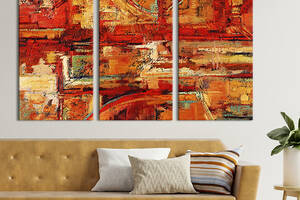 Модульная картина триптих на холсте KIL Art Абстракция яркие пигменты 156x100 см (3-31)