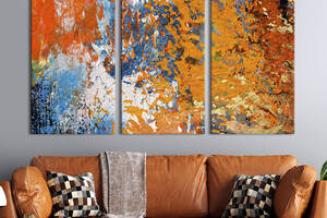 Модульная картина триптих на холсте KIL Art Абстракция мазки ярких красов 128x81 см (4-31)
