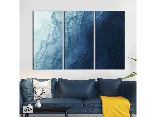 Модульная картина триптих на холсте KIL Art Абстракция морская поверхность 128x81 см (58-31)