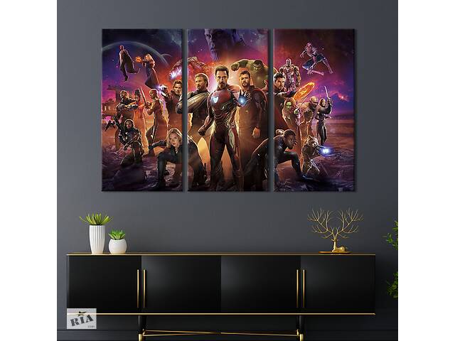 Модульная картина триптих на холсте KIL Art Avengers 156x100 см (683-31)