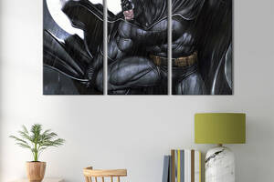 Модульная картина триптих на холсте KIL Art Бэтмен - сын ночи 128x81 см (689-31)