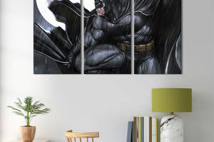Модульная картина триптих на холсте KIL Art Бэтмен - сын ночи 156x100 см (689-31)