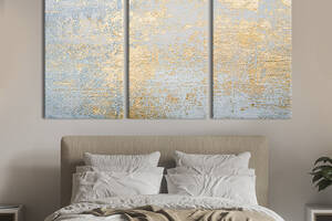 Модульная картина триптих на холсте KIL Art Блеск золота на голубом фоне 78x48 см (28-31)