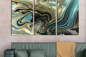 Модульная картина триптих на холсте KIL Art Бронзовый мрамор с золотой россыпью 156x100 см (49-31)