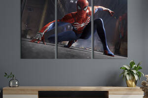 Модульная картина триптих на холсте KIL Art Человек-паук - дружелюбный сосед 128x81 см (762-31)