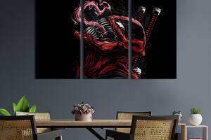 Модульная картина триптих на холсте KIL Art Deadpool/Carnage 128x81 см (701-31)
