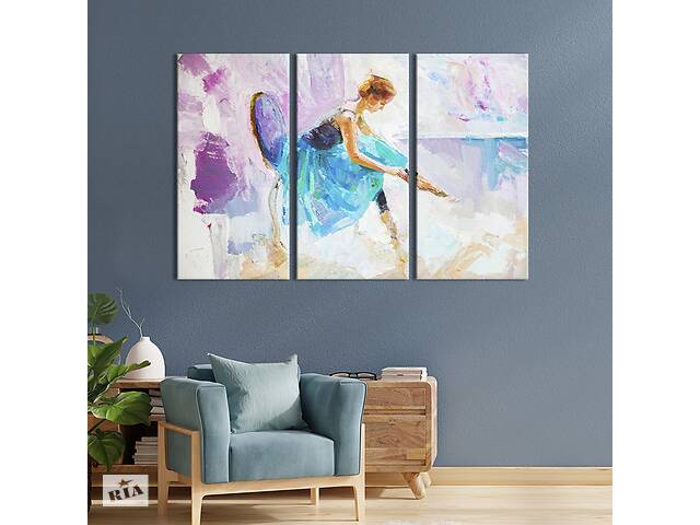 Модульная картина триптих на холсте KIL Art Девушка-балерина 128x81 см (505-31)