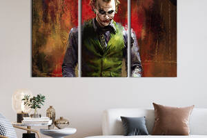 Модульная картина триптих на холсте KIL Art Джокер - культовая роль Хита Леджера 78x48 см (719-31)