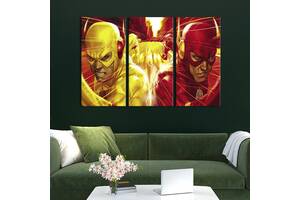 Модульная картина триптих на холсте KIL Art Flash and Reverse-Flash 128x81 см (710-31)