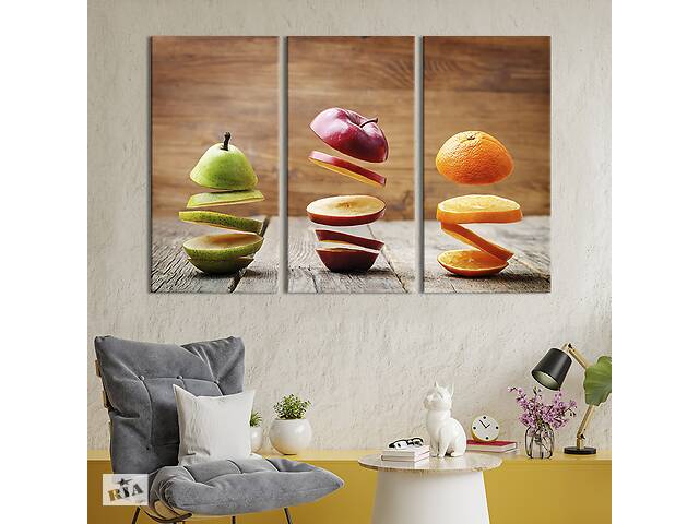 Модульная картина триптих на холсте KIL Art Красивые фрукты 128x81 см (290-31)