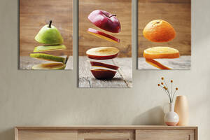Модульная картина триптих на холсте KIL Art Красивые фрукты 78x48 см (290-31)