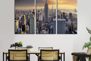 Модульная картина триптих на холсте KIL Art Красивые здания Нью-Йорка 128x81 см (370-31)
