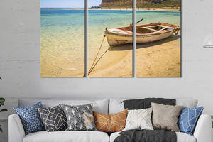 Модульная картина триптих на холсте KIL Art Лодка в бухте Балос 156x100 см (430-31)