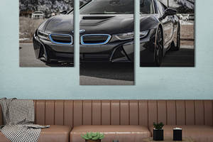 Модульная картина триптих на холсте KIL Art Люксовая машина BMW i8 128x81 см (115-31)