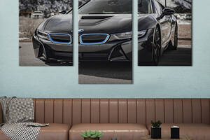 Модульная картина триптих на холсте KIL Art Люксовая машина BMW i8 78x48 см (115-31)