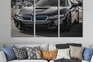 Модульная картина триптих на холсте KIL Art Люксовая машина BMW i8 156x100 см (115-31)