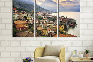 Модульная картина триптих на холсте KIL Art Морской городок в Италии 156x100 см (358-31)
