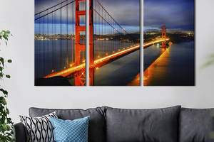 Модульная картина триптих на холсте KIL Art Мост Золотые Ворота в Сан-Франциско 128x81 см (329-31)