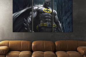 Модульная картина триптих на холсте KIL Art Мрачный Бэтмен 78x48 см (687-31)