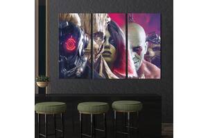 Модульная картина триптих на холсте KIL Art Необычная команда супергероев Стражи Галактики 128x81 см