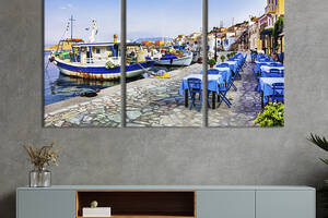 Модульная картина триптих на холсте KIL Art Остров Халки в Греции 128x81 см (355-31)
