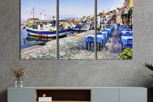 Модульная картина триптих на холсте KIL Art Остров Халки в Греции 156x100 см (355-31)