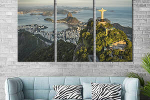 Модульная картина триптих на холсте KIL Art Прекрасный вид на Рио-де-Жанейро 78x48 см (368-31)
