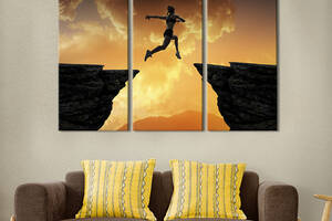 Модульная картина триптих на холсте KIL Art Прыжок над ущельем 78x48 см (500-31)