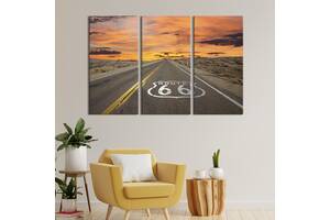 Модульная картина триптих на холсте KIL Art Пустынная дорога 66 156x100 см (503-31)