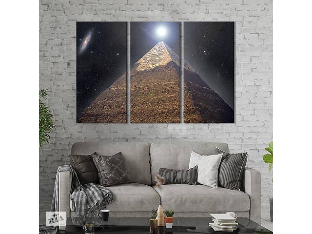 Модульная картина триптих на холсте KIL Art Пирамида под луной 156x100 см (507-31)