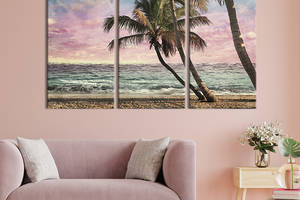 Модульная картина триптих на холсте KIL Art Рассвет на гавайском пляже 128x81 см (414-31)