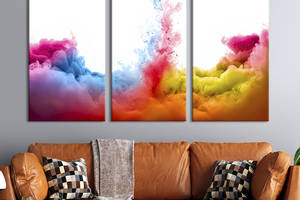 Модульная картина триптих на холсте KIL Art Разноцветный дым 128x81 см (12-31)