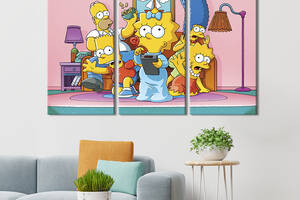 Модульная картина триптих на холсте KIL Art Семья Симпсонов 78x48 см (739-31)