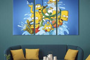 Модульная картина триптих на холсте KIL Art Simpsons funny 128x81 см (742-31)
