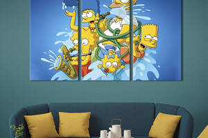 Модульная картина триптих на холсте KIL Art Simpsons funny 78x48 см (742-31)