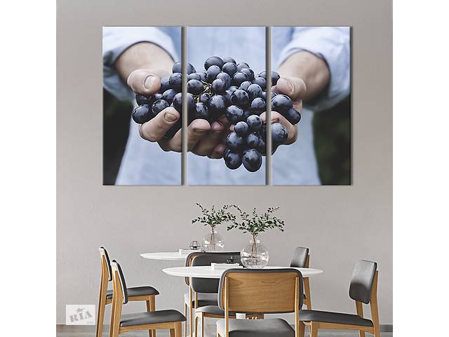 Модульная картина триптих на холсте KIL Art Сочный виноград 78x48 см (312-31)