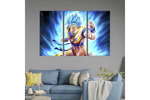 Модульная картина триптих на холсте KIL Art Son Goku, Dragon Ball 78x48 см (708-31)