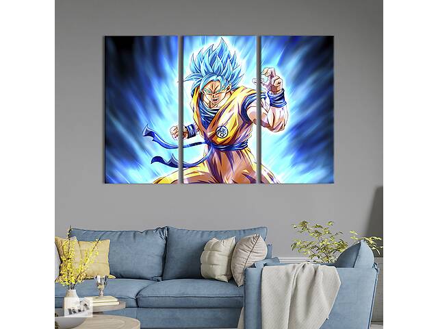 Модульная картина триптих на холсте KIL Art Son Goku, Dragon Ball 78x48 см (708-31)