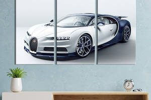 Модульная картина триптих на холсте KIL Art Современный автомобиль Bugatti Chiron 156x100 см (119-31)