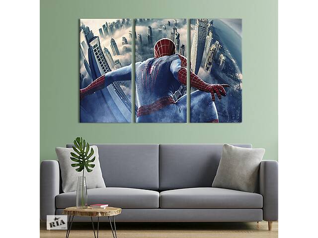 Модульная картина триптих на холсте KIL Art Spider-Man - герой Нью-Йорка 128x81 см (648-31)