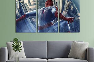 Модульная картина триптих на холсте KIL Art Spider-Man - герой Нью-Йорка 78x48 см (648-31)